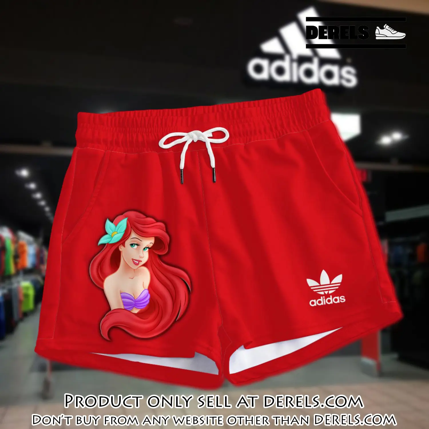 Premium ariel princess in adidas women shorts lady beach shorts wms1087 dr3456715
